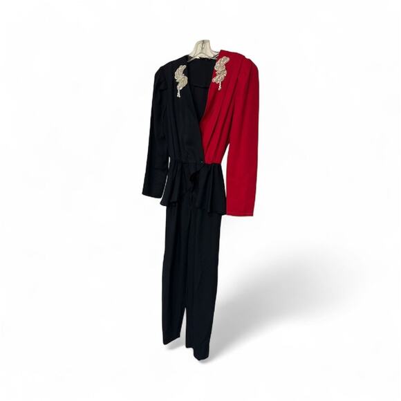 UNIQUE! VINTAGE MARISSA EMBELLISHED RUFFLED WAIST JUMPSUIT SZ S/M - Picture 3 of 6